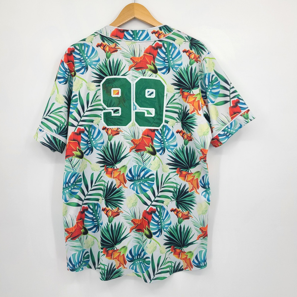 VTG Y2K Rocawear Button Up Baseball Jersey Floral Tropical Hawaiian Mens XL